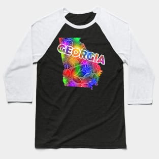 Colorful mandala art map of Georgia with text in multicolor pattern Baseball T-Shirt